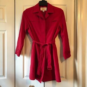 Talbots Petites Red Trench Coat Rain 4 P Belted